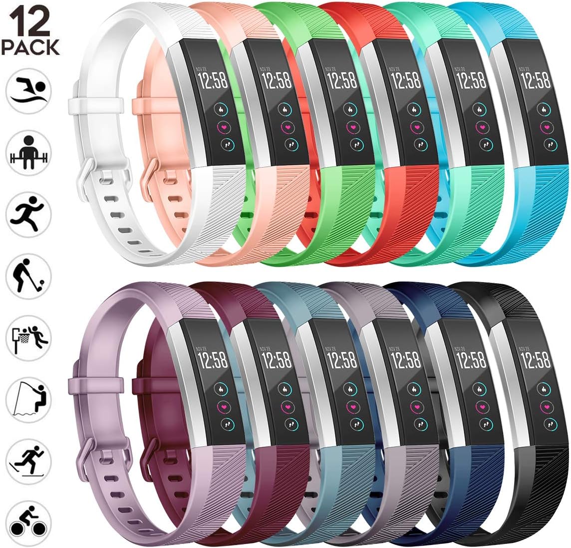 sunyfeel Replacement Bands Compatible for Fitbit Alta and Alta HR, Adjustable Soft Silicone Sport Wristband for Alta/Alta HR, Replacement Bands for Alta hr - Large Small Women Men