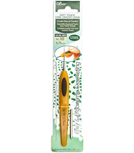 Amazon.com: Clover 1025 Soft Touch Steel Crochet Hooks, No. 10/0.75mm