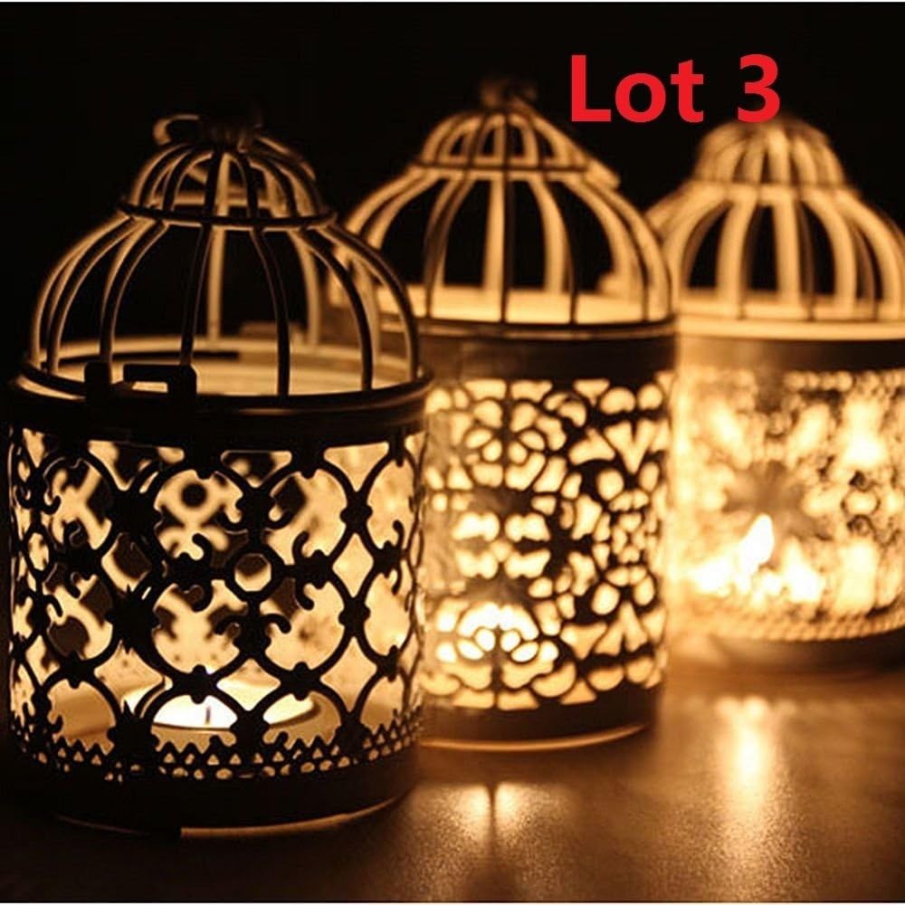 3X Bird Cage Hollow Candle Holder Tealight Candlestick Hanging Lantern Decor