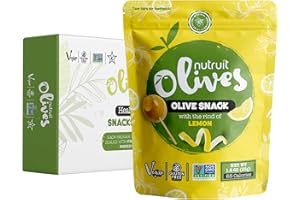 Nutruit Olives Snacks Pitted Olives with Toothpick (Lemon) Fresh Harvest Aegean Olives, Vegan, Non-GMO, Gluten Free, Kosher, Paleo, Sugar Free, Premium Packaging with Toothpick! 1.2oz (Pack of 20)