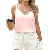 Mawor Camisole Tops for Women Summer Silk Satin V Neck Spaghetti Strap Tank Top Sleeveless Cami Blouse Shirts 2024
