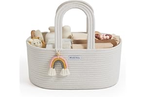 Blissful Diary Baby Diaper Caddy Organizer, Cotton Rope Diaper Caddy Basket, Oval Storage Basket, Gift for Baby Shower, Newbo