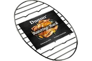 DIMESHY Roasting Rack, Black with Integrated Feet, Enamel Finished, Nonstick, fit for 15 inches oval roasting pan, safety, dishwasher, Great for Basting, Cooking, Drying, Cooling rack. (12.5”x 8.5”)
