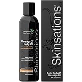 Skinsations - Unscented Massage Oil for Massage Therapy - 8oz | Fragrance-Free Body Oil for Sensitive Skin & Aromatherapy | Sweet Almond, Jojoba, Coconut & Grapeseed Oils
