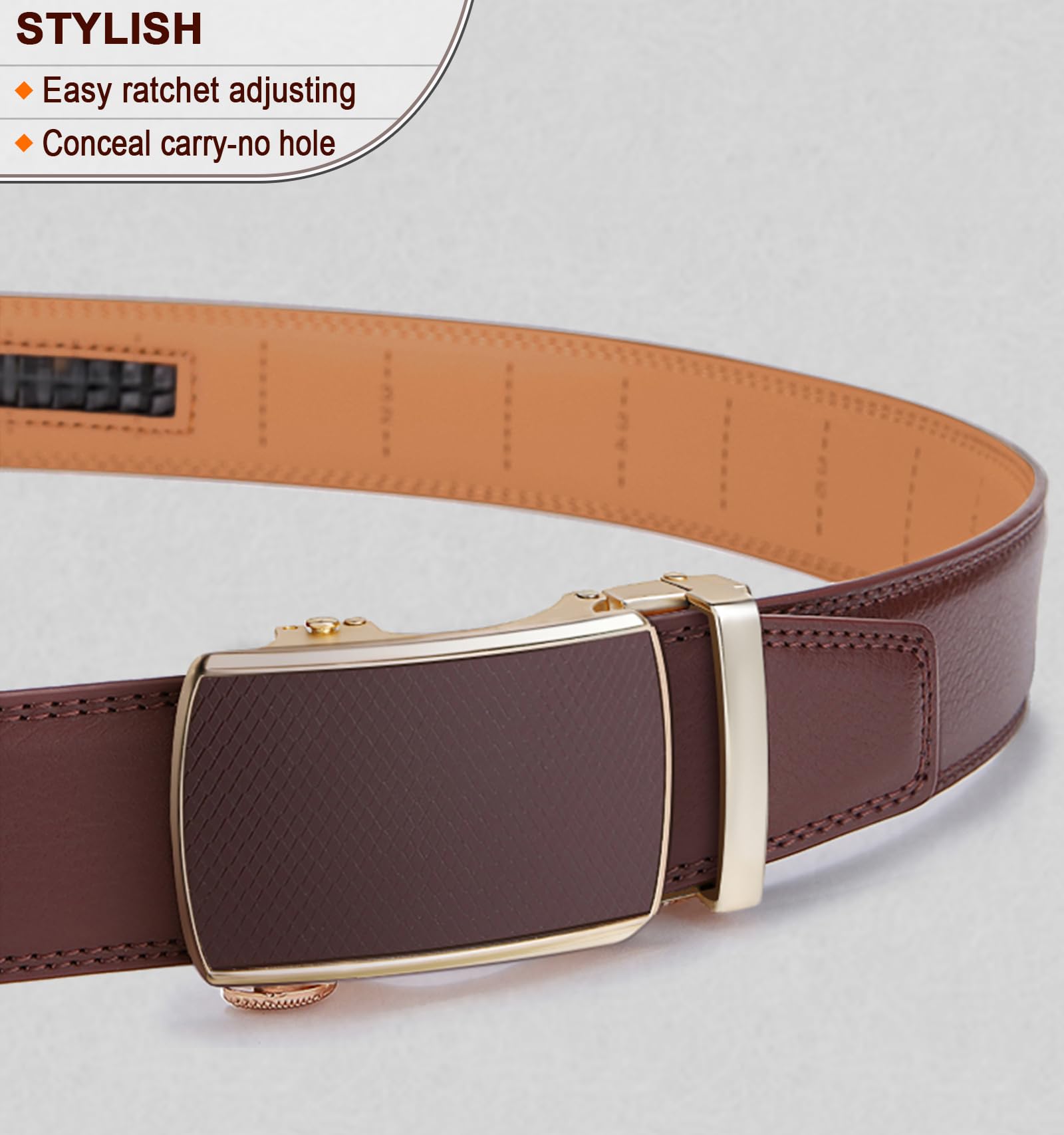 BULLIANT Men's Ratchet Belt – Genuine Leather, Trim-to-Fit, Adjustable 28-34 Waist – Dress & Casual Style In Deep Brown
