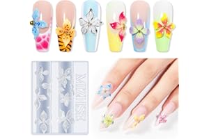 MIZHSE 3D Nail Molds for Nail Art, 1PC Silicone 3D Flower Charm Nail Molds for 3D Sculpting Molding Gel Nail Desgin Home DIY Manicure