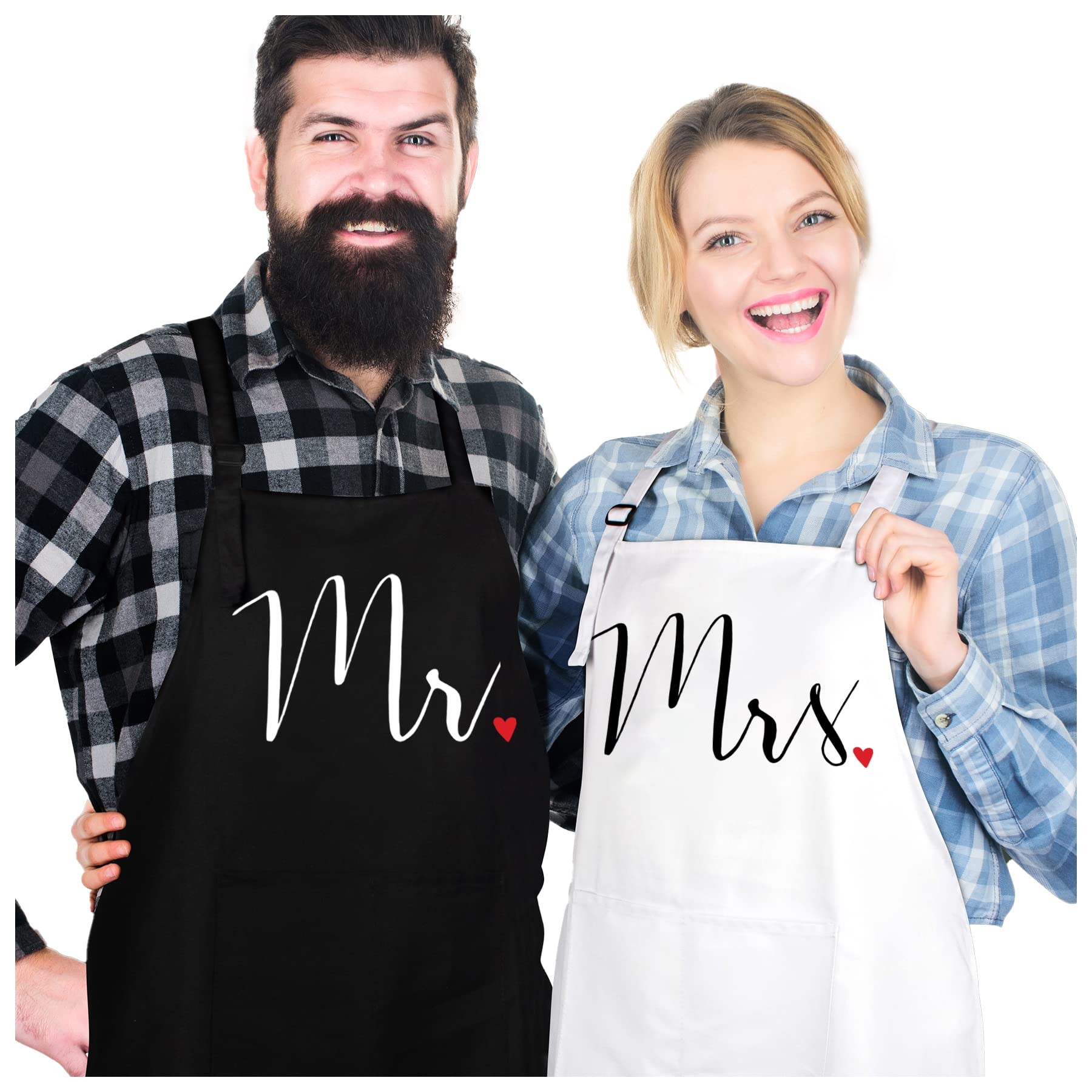 Prazoli His & Her Aprons - Mr & Mrs Couples Engagement & Wedding Gift, Bridal Shower & Anniversary Item, Housewarming Gift