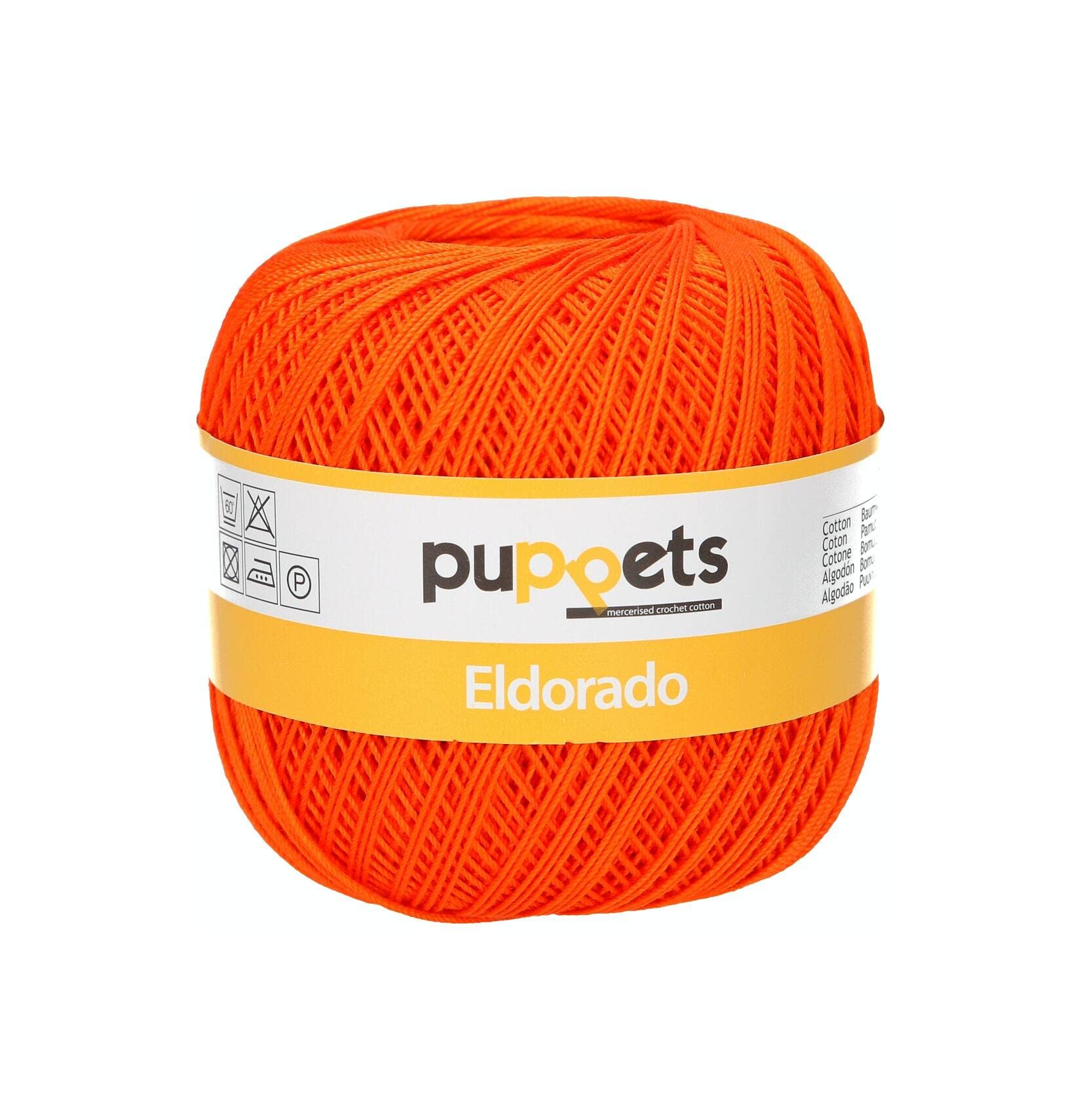 Puppets Eldorado Strength Crochet Yarn, Cotton, 07329 Orange