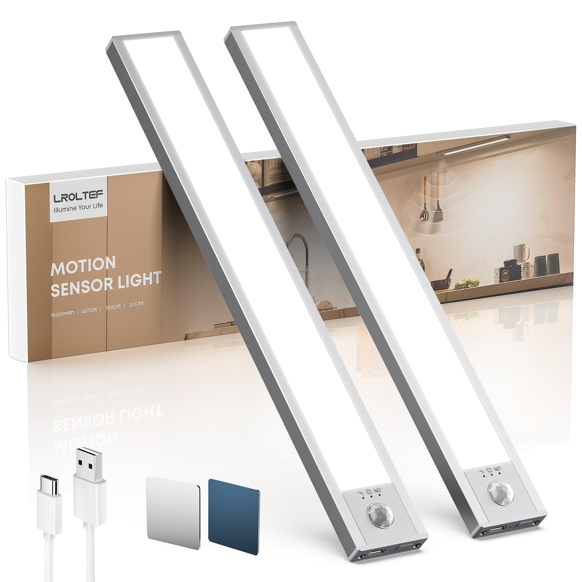 thumbnail image 2 of MERTTURM Under Cabinet Light, 132 LED Rechargeable Battery Operated... 2 of 9