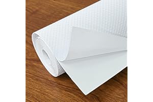 Hersvin Shelf Liners 20 in x 20 ft Self-Adhesive EVA Drawer Mats, Cupboard Protector, Kitchen Cabinet Lining Fridge Liner (Wh