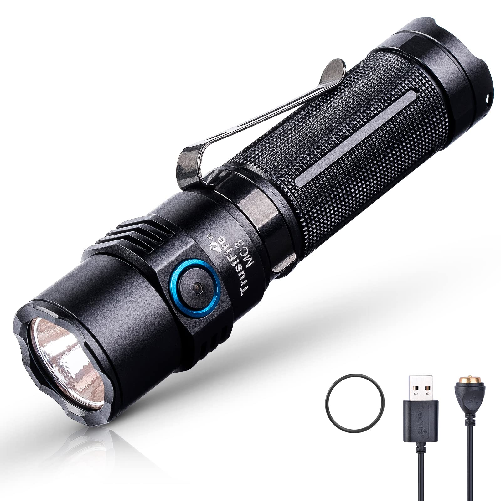 Trustfire MC3 Torches Led Super Bright 2500 Lumens, Rechargeable Torch IP68 Waterproof Flashlight, Handheld Lamp Work Lights,4 Functions USB Magnetic Charging Small Troches,Suitable for Outdoor Sports
