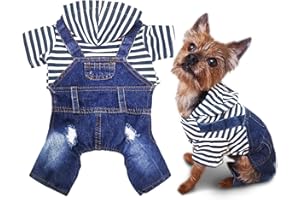 SILD Dog Denim Jumpsuit Jeans Hoodies Blue Coat Medium Small Dogs Classic Jacket Puppy Cool Vintage Washed Vests
