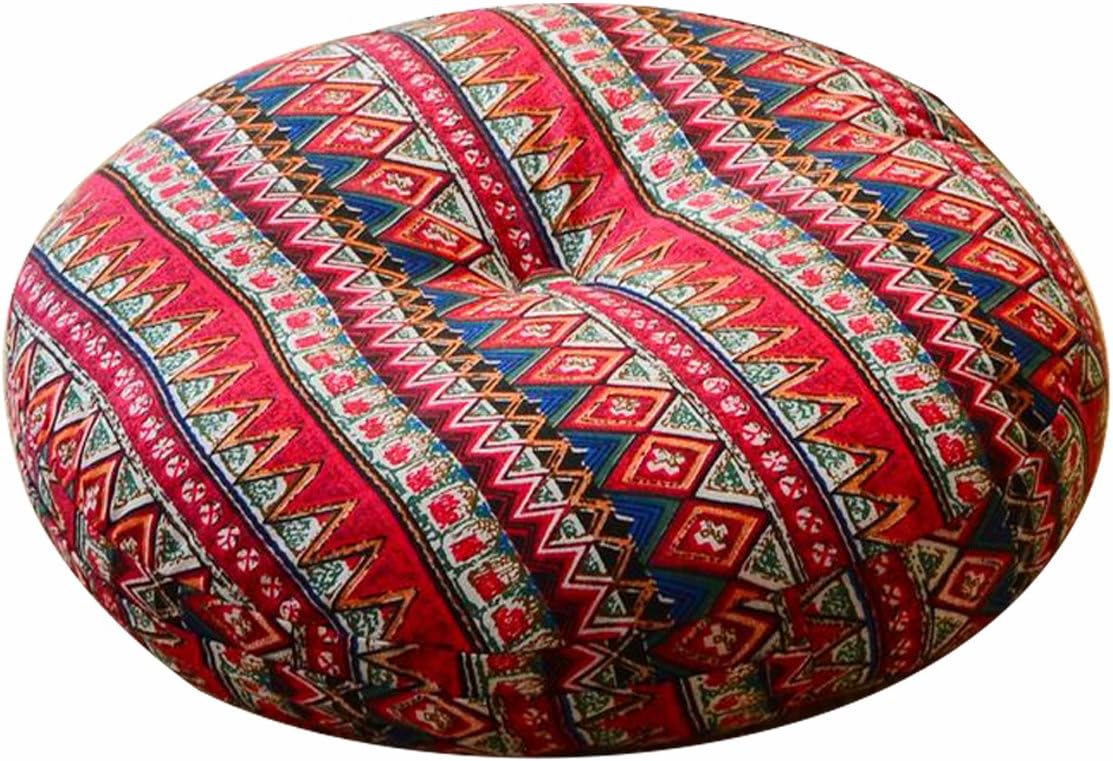 Modern Home Decor Multicolor Removable and Washable Cotton Cushion/Yoga by Hand Cushion 17" Round Ethnic Flavor Thickened Cotton Ties Seat Cushion (red)