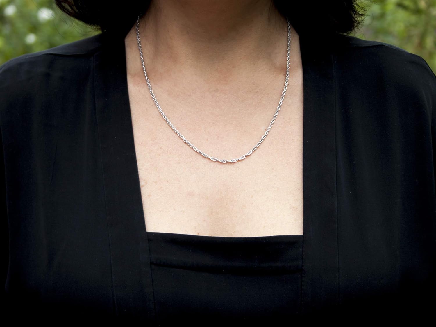 Solid 925 Sterling Silver Rope Chain Necklace 2 Mm Thick Rhodium Plated Handmade Twisted Link Chain 21 7 50 Cm Chain Necklaces Amaltheiayada Gr