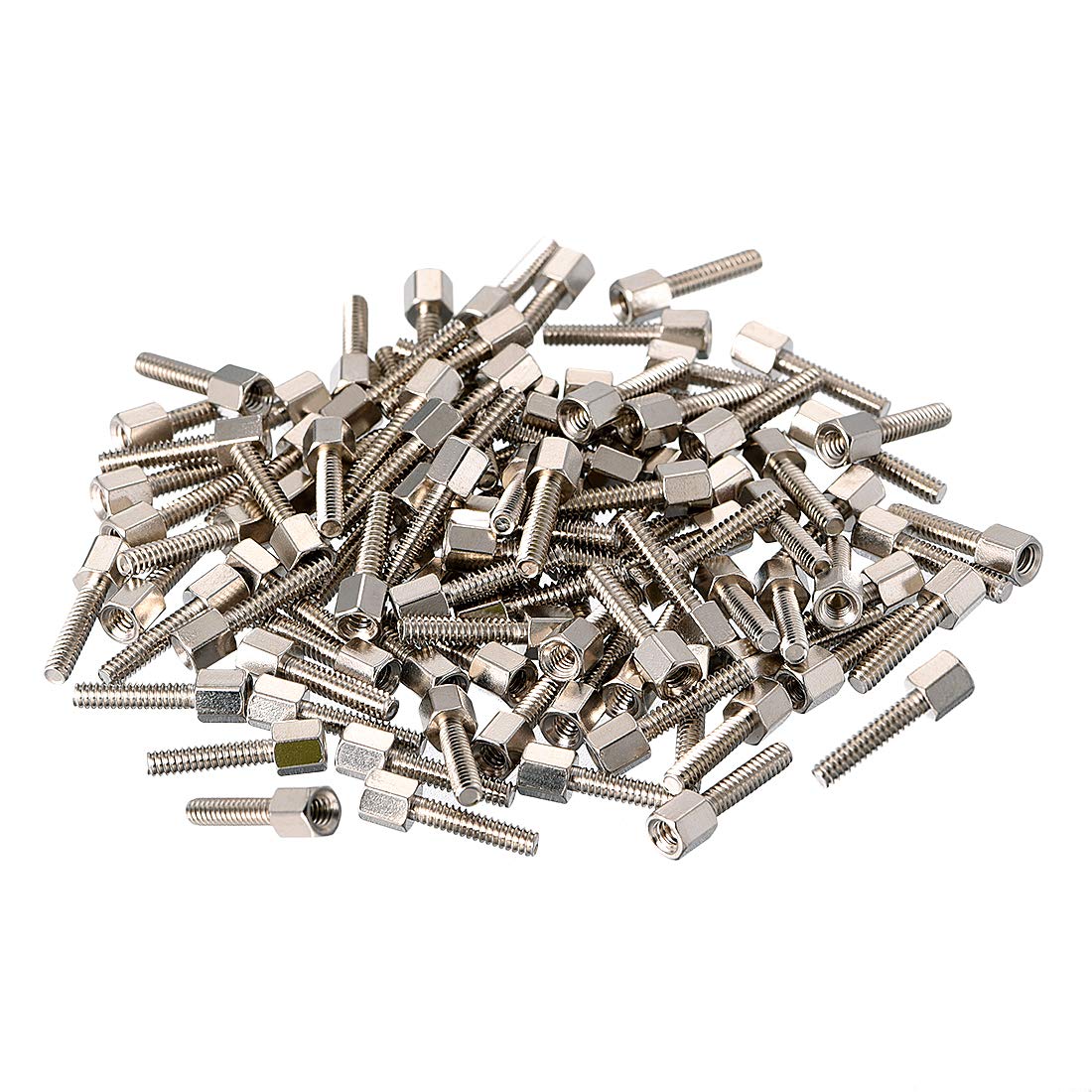 uxcell 4#-40 5+12mm F/M Brass Hex Standoff Spacer Screws PCB Pillar Nickel Plated 100 Pcs