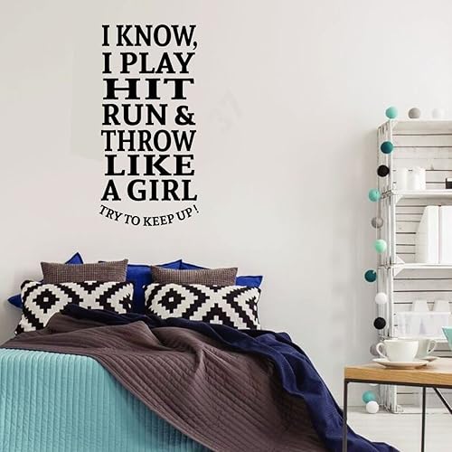 Amazon Com Softball Vinyl Wall Decal For Girls Throw Like A
