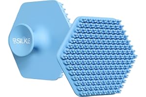 SILKLE Silicone Face Scrubber - Facial Brush for Deep Cleansing and Gentle Exfoliation, Soft Silicone Scrubber with Anti-Slip Handle for All Skin Types, Face Exfoliator for Men & Women - Blue