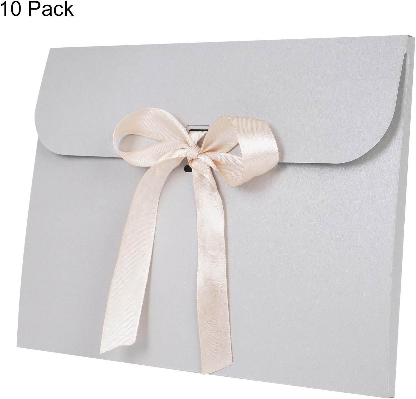 10Pcs Colourful Envelopes with Ribbon Kraft Paper Vintage Gift Envelope Invitation Greeting Card Envelopes for Valentine Christmas Thanksgiving Wedding Birthday Party Supplies Silver - Image 4