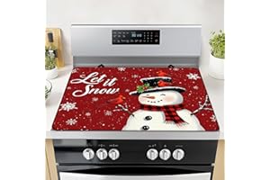 SEIMIP Christmas Snowmen Stove Cover Let It Snow Winter Stove Top Cover for Kitchen Decor Red Electric Stove Pad Xmas Party Non-Stick Gas Burners Covers Washable Countertop Protector Keep Stove Clean