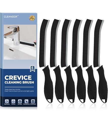 360° Rotating Crevice Brush – Hard Bristle For Bathroom, Kitchen & Tight Spaces (Coffee, 2 Pack) - View #3
