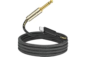 J&D USB C to 6.35 mm 1/4 inch TS Guitar Audio Cable, Audio Recording, Bass, Electronic Piano Microphone Cord Compatible with iPhone 16 Pro Max/16 Pro/16 Plus/16/15/15 Pro Max/15 Pro/15 Plus, 6.6 Feet