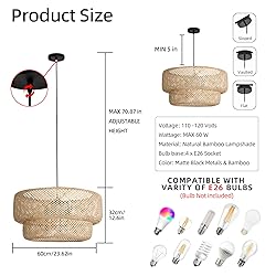 Teru Ji Kaikang 23.62" Bamboo Pendant Light,4-Light