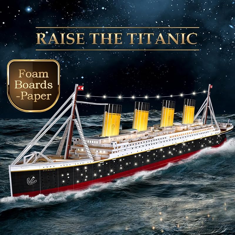 Puzzle 3D Titanic LED, Grande Modello Nave 266 Pezzi