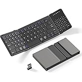 XIWMIX 2-in-1 Foldable Bluetooth Keyboard with Touchpad & Number Pad, Multi-Device Folding Wireless Rechargeable Portable Travel Keyboard for iPad,Laptop,PC,Compatible with Windows,iOS,Android,MacOS