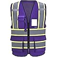 AYKRM 11 color High Vis Reflective Safety Vest for Women Men Security Pocket Zipper