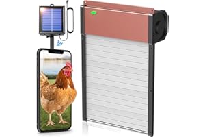 MIR0ESETH Automatic Chicken Coop Door, Solar Powered Aluminum Chick Coops Doors Opener with Timer & Light Sensor，Remote Control 4 Modes Auto Coop Doors for Chicken