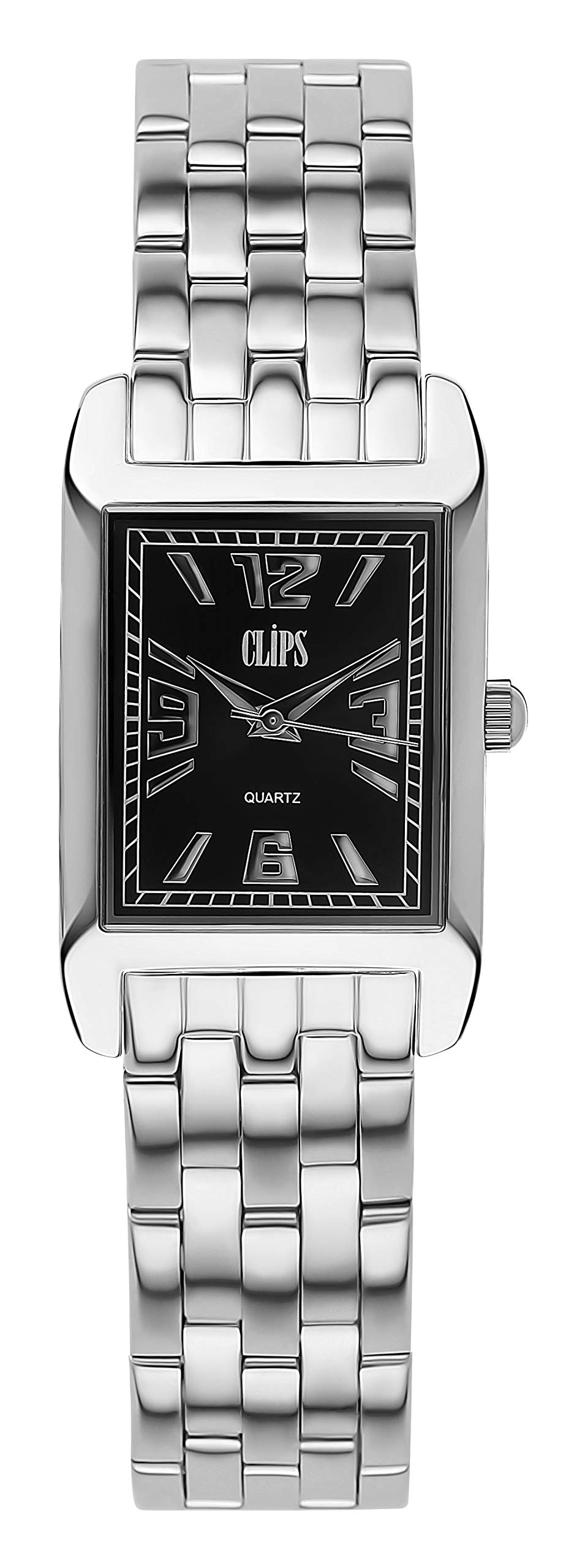 Clips Women's Quartz Watch with Black Dial and Silver Metal Strap 553-2001-48