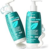 Biotin Rice Water Shampoo and Conditioner Set - Sulfate-Free Formula – Dual Bottle - Made with Collagen, Keratin, and Jojoba to Promote Strength, Shine, and Growth 16 Fl Oz 2 PK