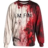 FLORENCE IISA Womens Funny Problem Solved Bloody Sweatshirt - Halloween Blood Splatter Sweatshirt - Scary Horror Costume Top