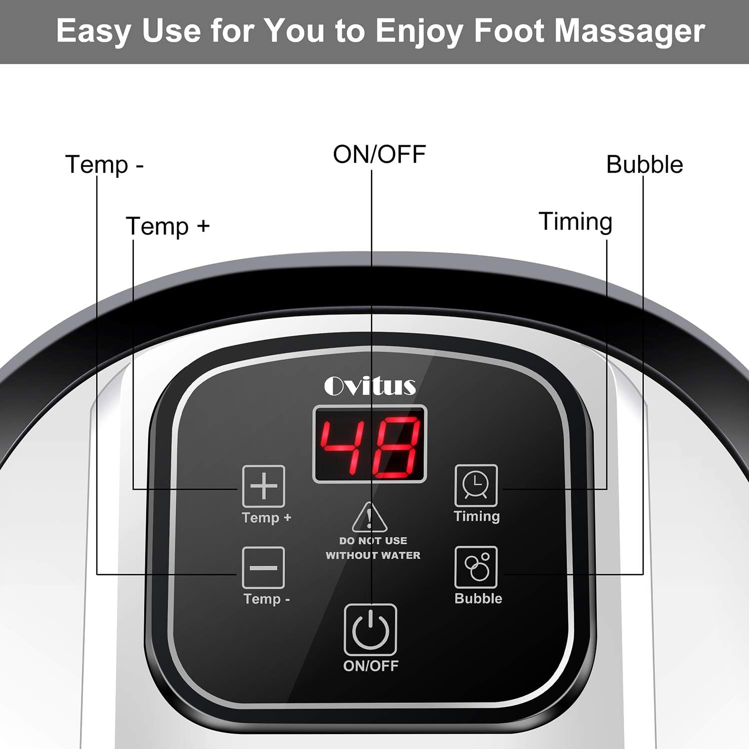 Foot Spa Bath Massager with Heat, Bubble Jets and 8 Removable Long Massage Rollers with Acupressure Massage Nodes, Material Box, Digital Adjustable Temperature Control, Portable Handle: Health & Personal Care