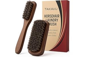 Horsehair Laundry Stain Brushes Set 2pcs by TAKAVU, Natural Soft Bristle for Scrubbing Out Tough Stains on Delicate Fabrics K
