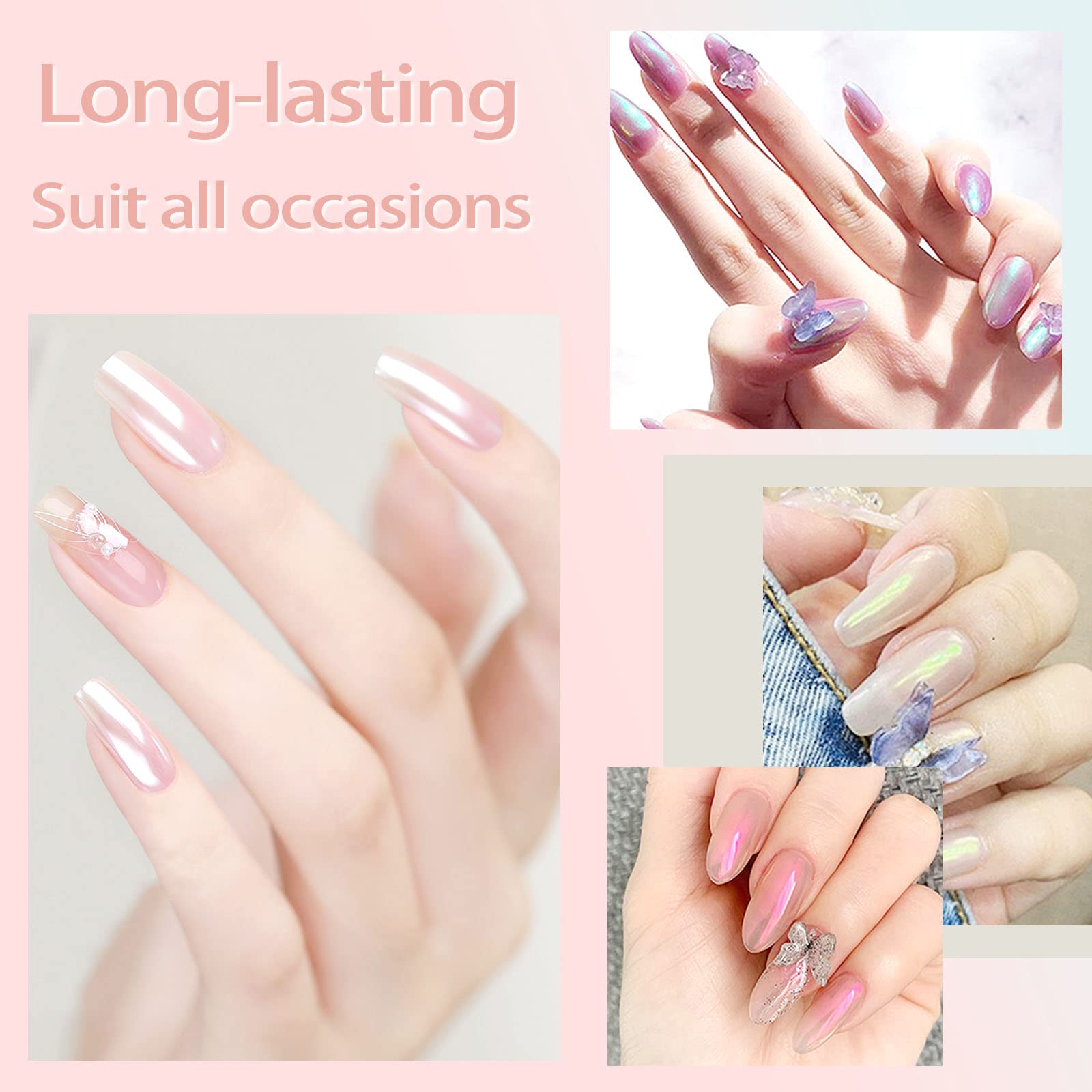 Allstarry Chrome Nail Powder Metallic Mirror Effect Pigment Iridescent Aurora, Mermaid Pearl Glitter Dust Kit for Gel Polish Nail Art Decoration, Resin Craft- Violet Green Emerald - Image 4