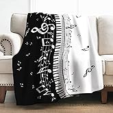 Levens Music Blanket Gifts for Women Girls Men 60"x50", Abstract Piano Music Note Decoration for Home Bedroom Living Room Chair Sofa, Soft Comfortable Lightweight Throw Blankets Black