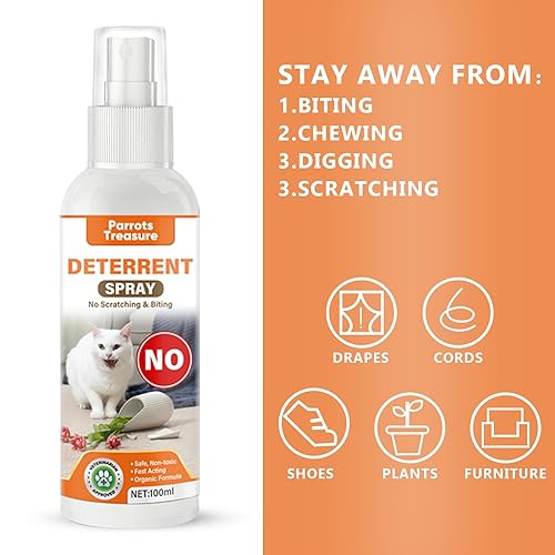 Parrots Treasure Cat Deterrent Spray, Effective Cat Repellent