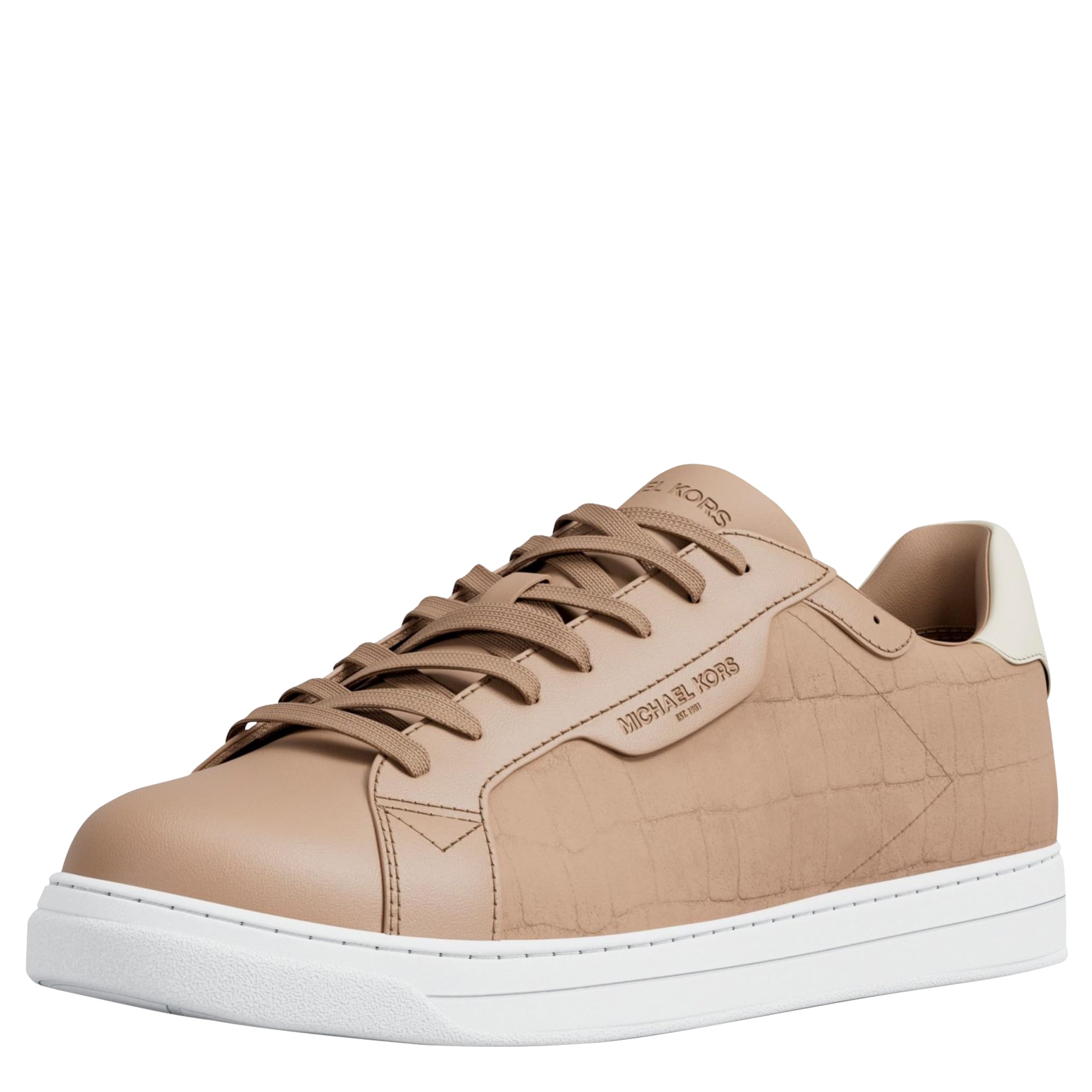 Michael Kors Men’s Keating Lace Up Embossed Croc, Khaki, 10