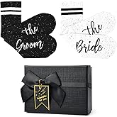 Behufun Engagement Gifts for Couples 2025, Couple Socks Bride and Groom Socks, 2 Count, Black, One Size