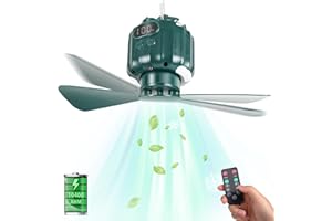 DUKUSEEK Portable Ceiling Fans with Remote Control, Power Bank, USB Battery Operated Camping Fan with Hanging Hook for Canopy Tents, Emergency Survival