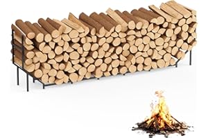 8.6FT Firewood Rack Holder Outdoor, Heavy Duty Metal Firewood Storage Stand for Patio, Stable Log Holder Wood Stacker Firewoo