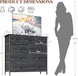CAIYUN 9-Drawer Fabric Dresser with Wood Top Charcoal Black view 4