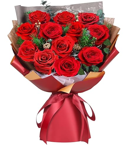 Amazon.com: Preserved Flowers Bouquet 7 Roses - Red Real Rose
