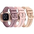 3-Pack Sport Bands Compatible with Fitbit Versa 4/Versa 3/Sense 2/Sense Band, Classic Soft Silicone Replacement Wristband Strap Accessories for Women Men(Smoke Violet/Pink/Milk Tea)