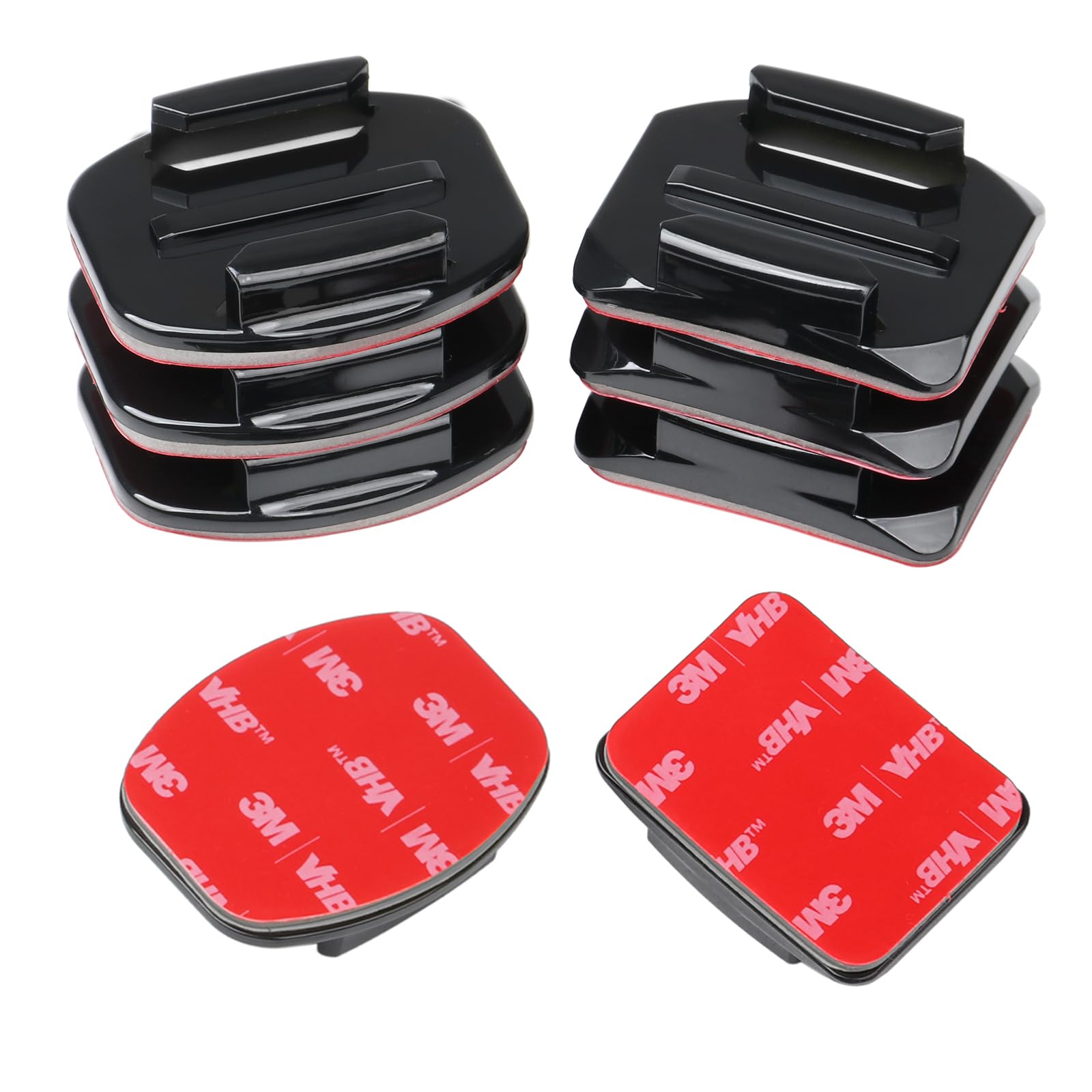 HSU Adhesive Mount Kit Sticky Pads for GoPro Action Cameras, Flat Curved Helmet Double Side 3M Pads Attachment Accessories for Action Cameras (Pack of 8)