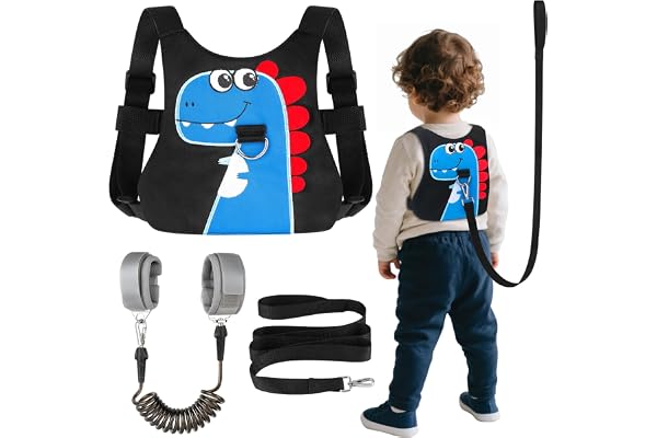 Toddler Leash-Baby Walking Safty Harness and Child Anti Lost Wrist Link for Girls/Boys Travel (Blue+Black)