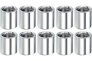 MECCANIXITY Round Coupling Nut, M10x1mm Female Thread 15mm Threaded Round Sleeve Connector Rod Bar Stud Tube Nut Hardware Fas