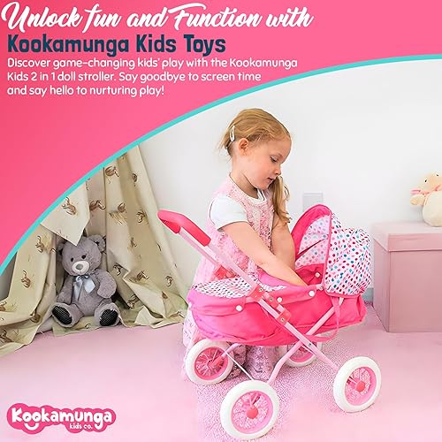 KOOKAMUNGA KIDS Baby Doll Stroller Pram Realistic Toy Baby