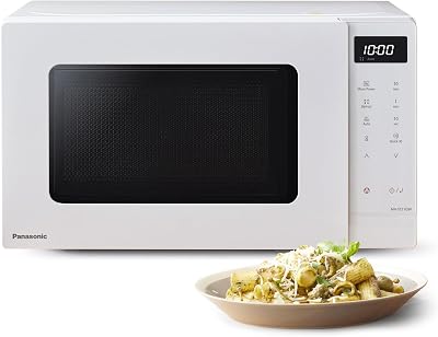 NN-ST21QWEPG Solo Forno a Microonde 20L con Piatto in Vetro, 800W, Scongelamento Automatico, 11 Programmi Automatici, Display LED, 5 Impostazioni di Potenza, Timer Digitale, Bianco